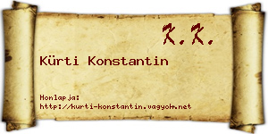 Kürti Konstantin névjegykártya